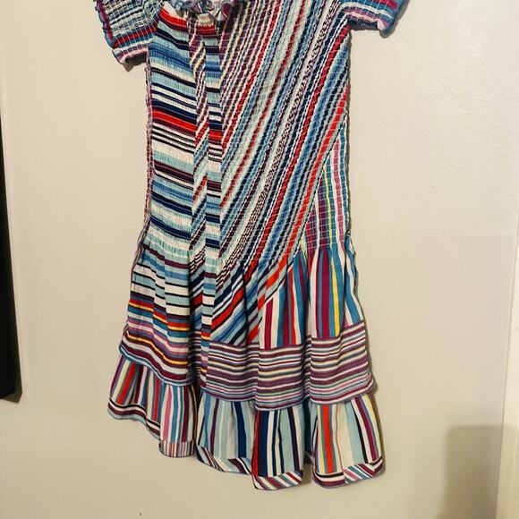 Parker Women's Multicolored Zizola Off-Shoulder Patchwork Mini Dress Size Medium - Picture 7 of 9